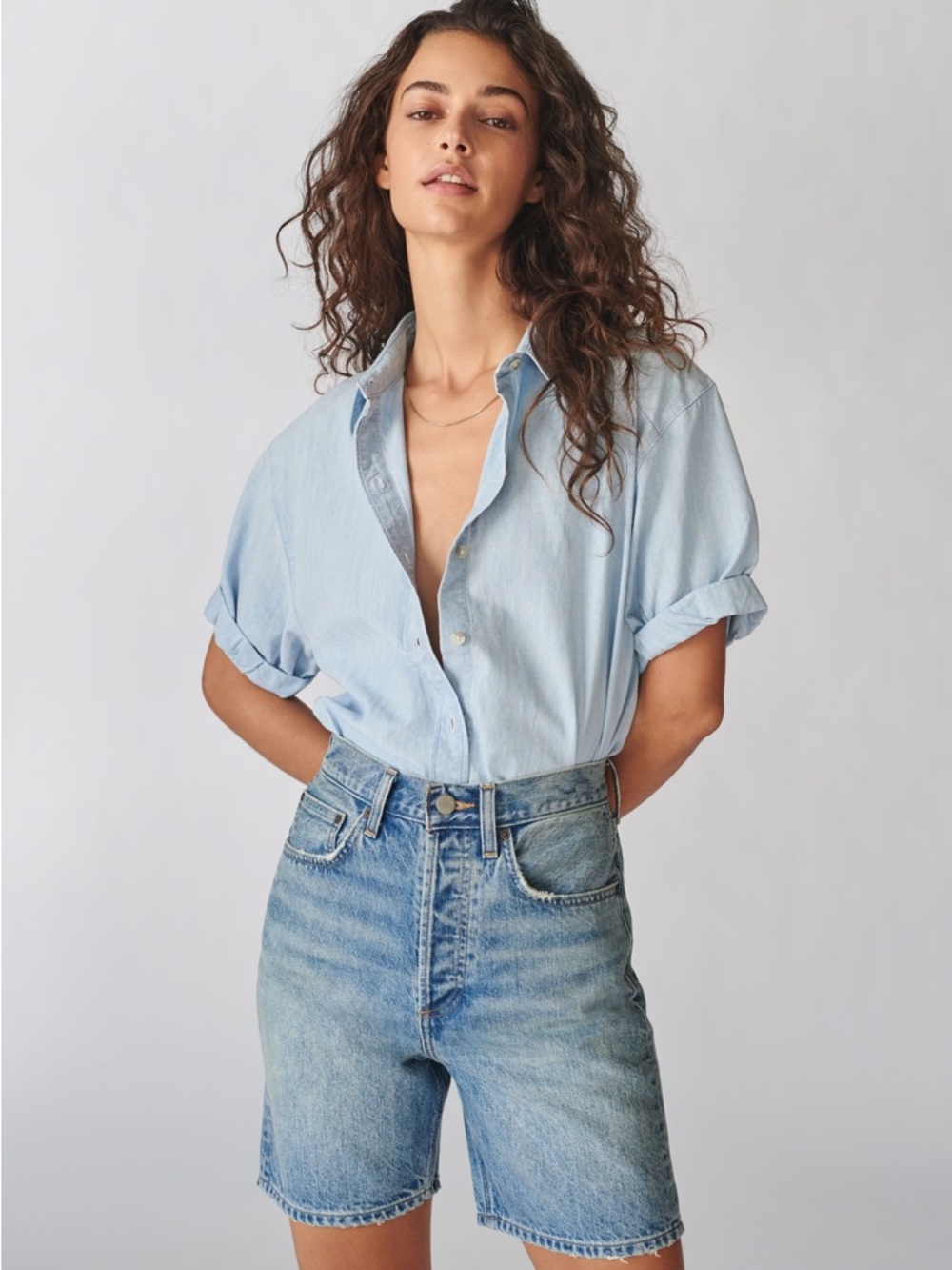 Denim Forum Joni Loose Long Shorts by Aritzia
